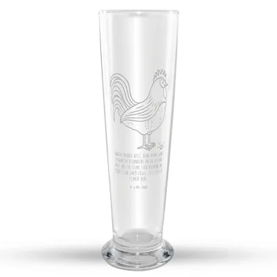 Produktbild von Mr. & Mrs. Panda Bierglas Hahn Korn - Transparent - Geschenk, Bauernhof, Weizenbier Glas, Weizen, Mr Mrs Weizenglas, Weißbierglas, Natur, Henne, Eier, Bier