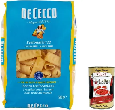 Produktbild von 20x De Cecco Pasta 100% Italian Festonati n° 22 Noodles 500 g + Italian Gourmet Polpa 400 g
