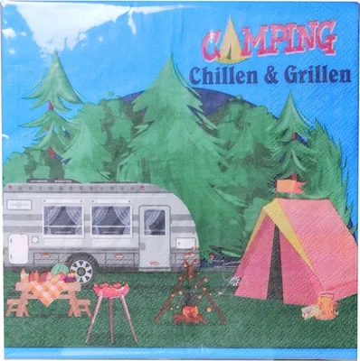 Produktbild von 20 Servietten Camping Wohnwagen 2-lagig, 33x33cm