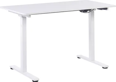 Zdjęcie produktu dla BELIANI Regulowane biurko białe blat stalowa rama elektryczna zmiana wysokości 120 x 60 cm nowoczesny design