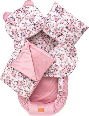 Produktbild von Roses & Smokey Pink Soft Velvet 5-teiliges Set XXL Babynest