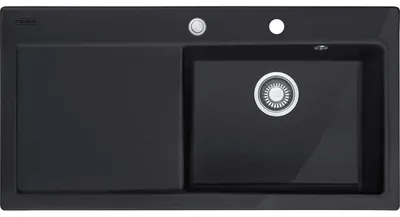 Produktbild von MYTHOS, MTK 611-100, 1000x510mm, Siebkorb als Druckknopfventil, mit verdecktem Überlauf, Tropfteil links, mit Ablaufgarnitur, 2 Batterielöcher, Einbau, Anthrazit matt