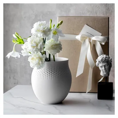 Produktbild von Villeroy und Boch Collier Blanc Vase Perle No. 1, 16,5 x 16,5 x 17,5 cm, Premium Porzellan, Weiß