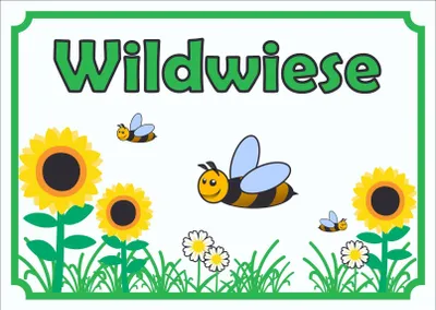 Produktbild von Schild Wildwiese waagerecht A4 Rückseite selbstklebend