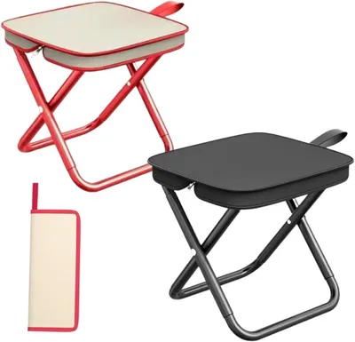 Produktbild von Klapphocker, 2 Stück, Klapphocker, klappbarer Campinghocker, Campinghocker, Klapphocker, Metall-Campinghocker für draußen, drinnen, 80 kg Tragkraft (s