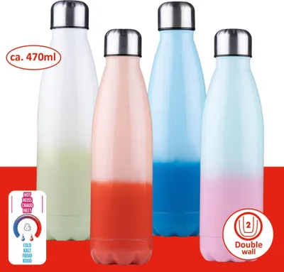 Produktbild von Alpina Thermosflasche Duofarbe 470ml Edelstahl für heiße und kalte Getränke