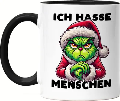 Produktbild von Ich Hasse Menschen Tasse schwarz Weihnachtsmuffel Sarkasmus Anti-Weihnachten Geschenkidee