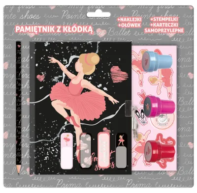 Obrázok produktu pre Denník s visiacim zámkom + pečiatky a príslušenstvo Baletka Derform