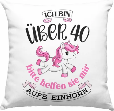 Produktbild von Trendation - 40 Geburtstag Frauen Deko-Kissen mit Füllung 40x40 Einhorn Geschenk Mutter 40er Geschenkideen Deko-Kissen mit Füllung 40x40 (Blau)