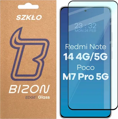 Produktbild von Szkło hartowane Bizon Glass Edge 2 do Xiaomi Redmi Note 14 4G/5G, czarna ramka