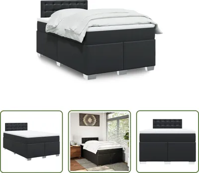 Produktbild von The Living Store Boxspringbett mit Matratze Schwarz 120x200 cm Kunstleder