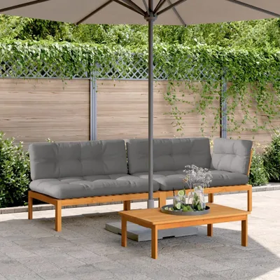 Produktbild von Design 3-tlg. Garten-Sofagarnitur aus Paletten mit Kissen Akazienholz, Gartensofas 2024 Neu