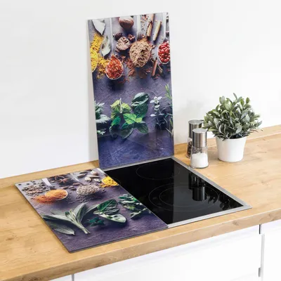 Produktbild von 2er Set Herdabdeckplatten Glaskeramikkochfeld-Abdeckung Glas Bunt gemustert