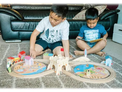 Produktbild von BigJigs Holz Eisenbahnset Küstenreinigungszug umweltfreundliches Spielzeug