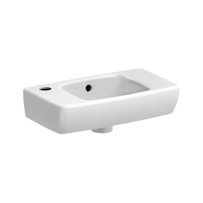 Imagen del producto de VBChome - Lavabo pequeño rectangular de cerámica blanca brillante, 45 x 25 cm, con rebosadero y orificio para el grifo en el lado izquierdo. Ideal para lavamanos