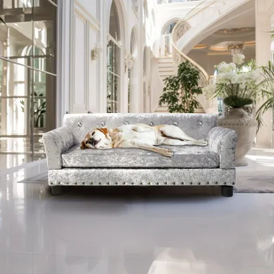 Produktbild von Hundebank – Hundebett – Haustiersofa – Orthopädisches Bett – Hundekissen – Rahmen aus Eukalyptusholz
