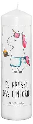 Produktbild von Mr. & Mrs. Panda Kerze Einhorn Muffin 29 x 8 cm XL - Weiß - Geschenk, Erinnerungskerze, Geburtstagsgrüße, Unicorn, Wachskerze, Geburtstag, Erinnerungslicht, Stumpenkerze