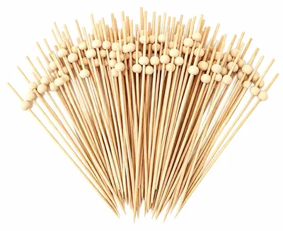200 Fingerfood-Spieße aus Bambus, 12 cm, mit Holzkugeln