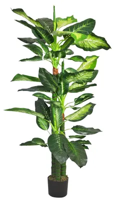 Produktbild von Decovego Künstliche Dieffenbachie, Kunstpflanze, 130 cm, detailreiche Deko für Wohn- & Büroräume, Allergikerfreundlich & Pflegeleicht