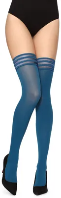 Produktbild von Merry Style Damen microfaser halterlose Strümpfe MS216 (Dunkeltürkis, M-L)