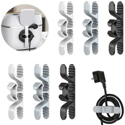 Produktbild von Kabelorganizer - 6-teilig - Multifunktionales Kabelband - Kabelhalter - Kabelverwaltungsclip - Für die Organisation von Gerätekabeln - Weiß Schwarz Grau