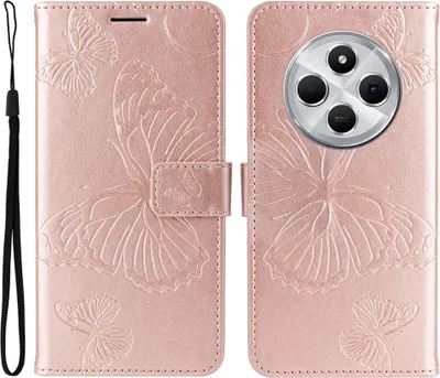 Produktbild von Xiaomi Redmi 14C Hülle - Coverup Schmetterlinge Klapphülle - Roségold
