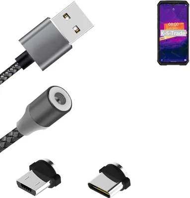 Produktbild von K-S-Trade Hochwertiges Magnet-Lade-kabel Sync-Kabel Daten-Kabel für Ulefone Armor 9 mit USB-Typ-C-Anschluss und Micro-USB-Anschluss 2A bis zu 480mbps