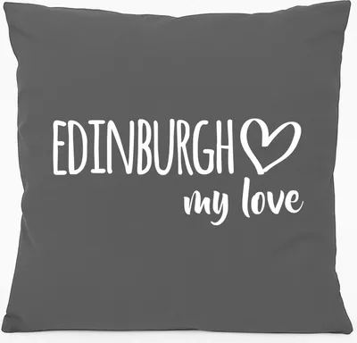 Produktbild von Huuraa Kissen Edinburgh my love 40x40cm mit Füllung Steel Grey Baumwolle Dekokissen Geschenkidee