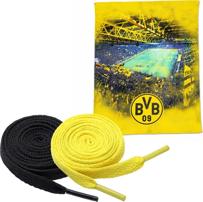 Produktbild von Borussia Dortmund BVB Decke Fleecedecke mit Stadionprint (150x200cm) + 2 Paar Fan-Schnürsenkel 2# 5#