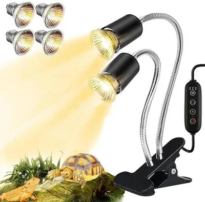 Image de Kit de lampes chauffantes pour reptiles, 2 x 25 W + 2 x 50 W, pour terrariums, tortues, geckos, dragons barbus, lézards