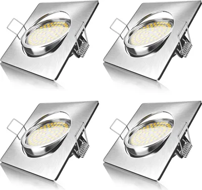 Image de Brandson 4x LED Spot encastré aspect inox, spot de plafond orientable avec 320 lumens / blanc chaud