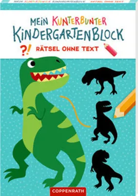 Produktbild von Mein kunterbunter Kindergartenblock: Rätsel ohne Text (Dinosaurier): Rätselblock ohne Text ab 4 Jahren, ohne Hilfe selber rätseln
