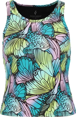 Produktbild von Skechers Damen T-Shirt GOWALK BUTTERFLY SHADOW SHELF BRA blau, Größe XS (TT8)