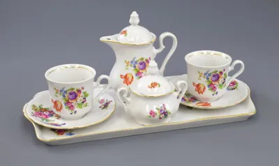Produktbild von Leander Kaffeeservice, tschechisches Porzellan, Mary-Anne, farbiges Bouquet, Leander, 9 d.
