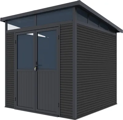 Produktbild von Weide Gartenhaus | Aluminium & WPC | Gerätehaus mit Doppeltür | 218x218x226 cm | Wetterfest in Anthrazit