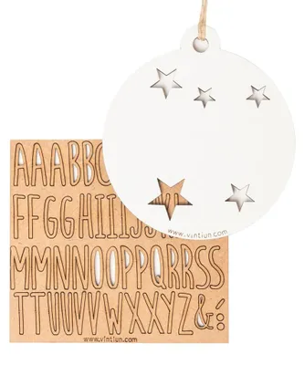 5 personalisierbare Weihnachtskugeln aus Holz mit Buchstaben-Set