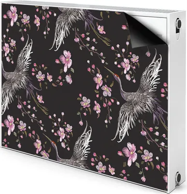 Produktbild von Magnet Radiator Magnet Mat Heizkörper Heizung Verkleidung Abdeckung 80x60 cm  - Reiher und Blumen
