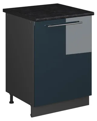 Obrázek produktu pro Spodní skříňka kuchyňské linky Vicco Fame-Line Tmavě modrá s vysokým leskem/Antracit 60 cm 1 dvířka s pracovní deskou, Model 65174