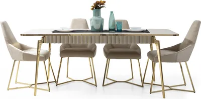 Immagine prodotto di Elegante set da sala da pranzo Set tavolo da pranzo di design con 6x sedie