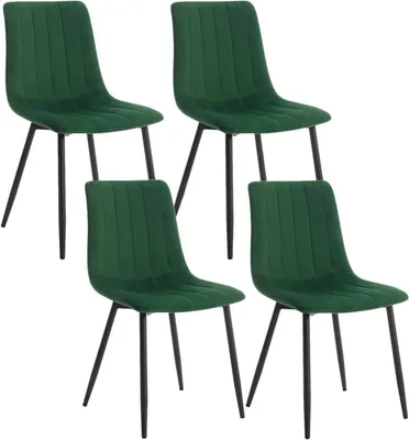 Produktbild von Klihome 4 x Esszimmerstühle, Metallbeinen, Sitzfläche aus Samt, dunkelgrün