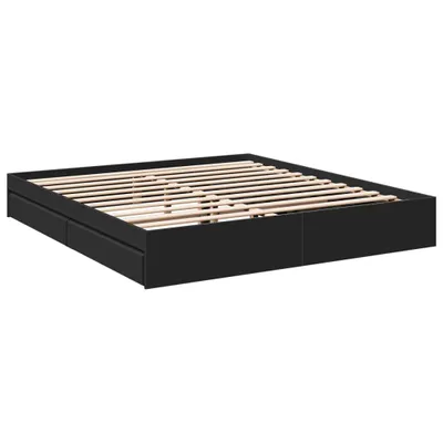 Obrázek produktu pro Rám postele se zásuvkami černý 200 x 200 cm kompozitní dřevo