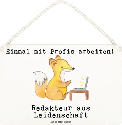 Produktbild von Mr. & Mrs. Panda Schild Redakteur Leidenschaft DIN A6 - Weiß - Geschenk, Türschild, Beruf, Spruch, Holzschild, Korrespondent, Referent, Wandbild Holz, Lustig, holzbild