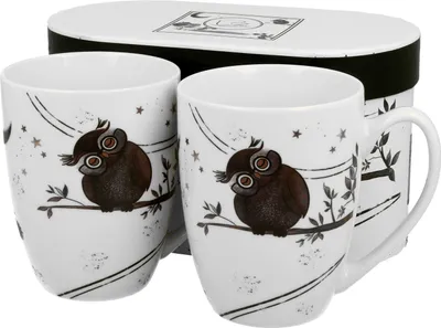 Produktbild von DUO ANIMALS 2er-Set Becher 380 ml CHARMING OWLS New Bone China Porzellan
