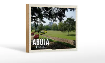Produktbild von Holzschild Reise 18x12 cm Abuja Nigeria Millenium Park Dekoration