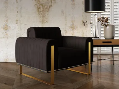 Produktbild von Sessel Designersessel VALERIE in Stoff Elisa Velvet Schwarz