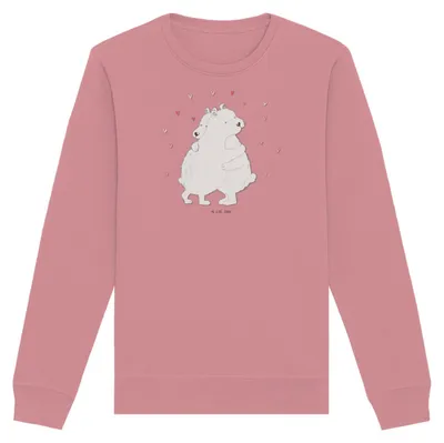 Produktbild von Mr. & Mrs. Panda Baumwoll Pullover Eisbär Umarmen Größe XL - Canyon Pink - Geschenk, Lustige Sprüche, Pulli, Nachhaltiger, Sweater, Sweatshirt