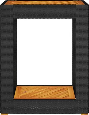 Produktbild von Eleganter Möbel Garten-Beistelltisch mit Holzplatte Schwarz Poly Rattan - CJG804399 - Gartentische