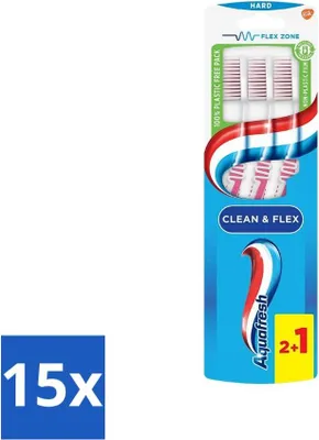 Obrázok produktu pre Zubná kefka Aquafresh Clean & Flex Hard 3 ks - hodnotné balenie - 15 ks