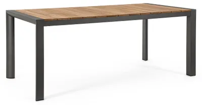 Produktbild von Gartentisch CAMERON mit Teakholzplatte und anthrazitfarbenem Aluminiumgestell, 180×90 cm