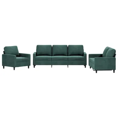 Immagine prodotto di vidaXL Set divano 3 pezzi con cuscini in velluto verde scuro